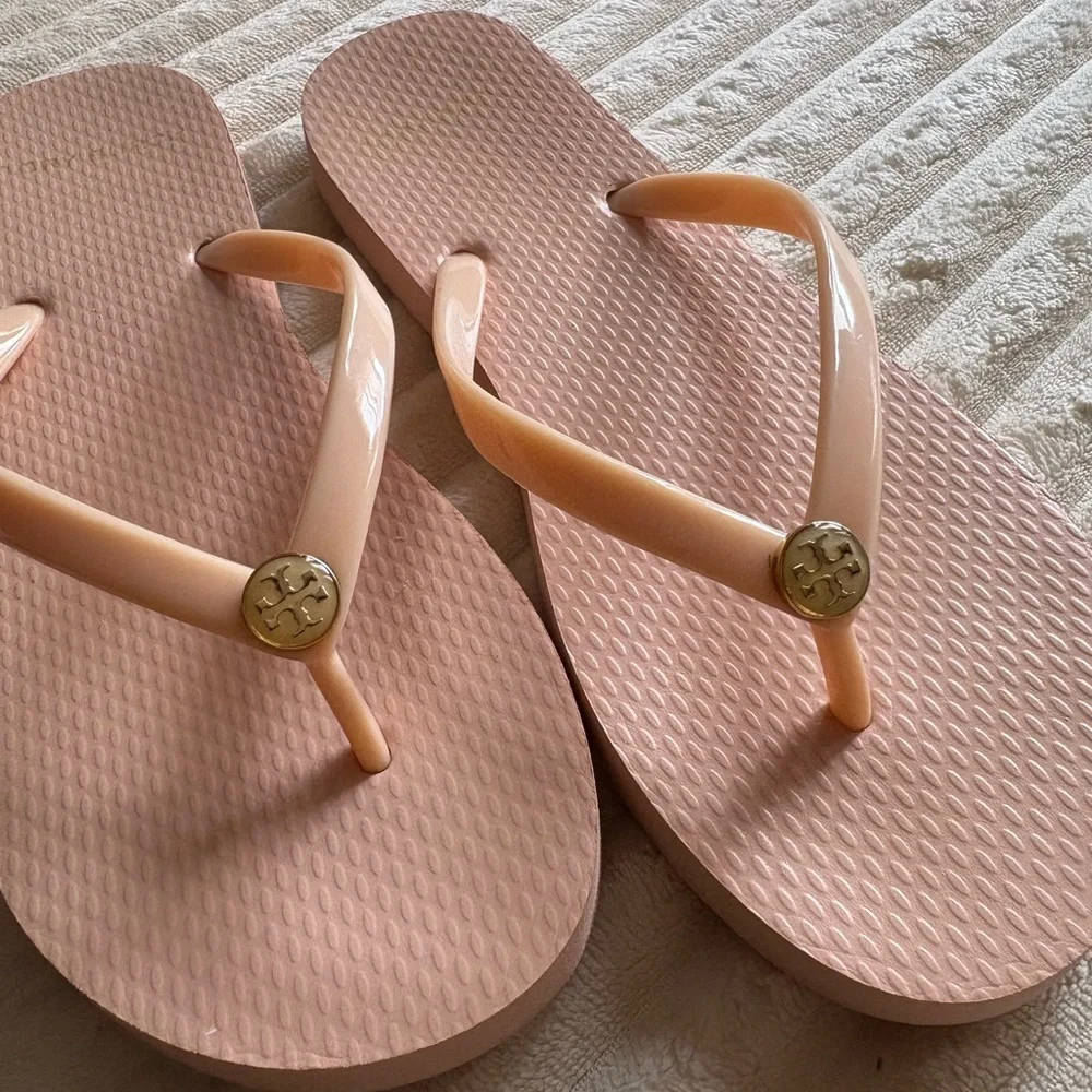 Tory Burch Pink Logo Flip Flop Sandals